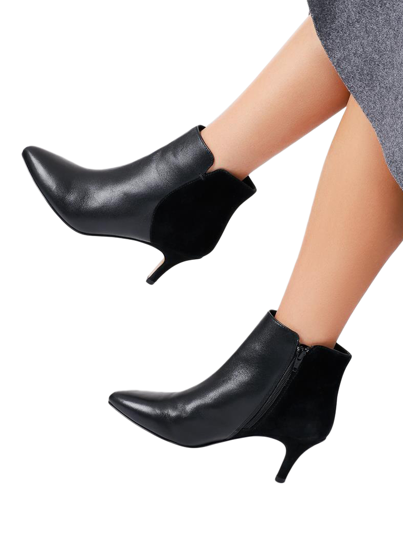 Product image 2 of 6, which shows Jones Bootmaker Laci Leather Stiletto Heel Ankle Boots, Black, 4