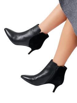 Jones Bootmaker Laci Leather Stiletto Heel Ankle Boots, Black - view 2, Black