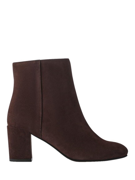 Jones Bootmaker Neptune Suede Block Heel  Ankle Boots, Chocolate, Chocolate