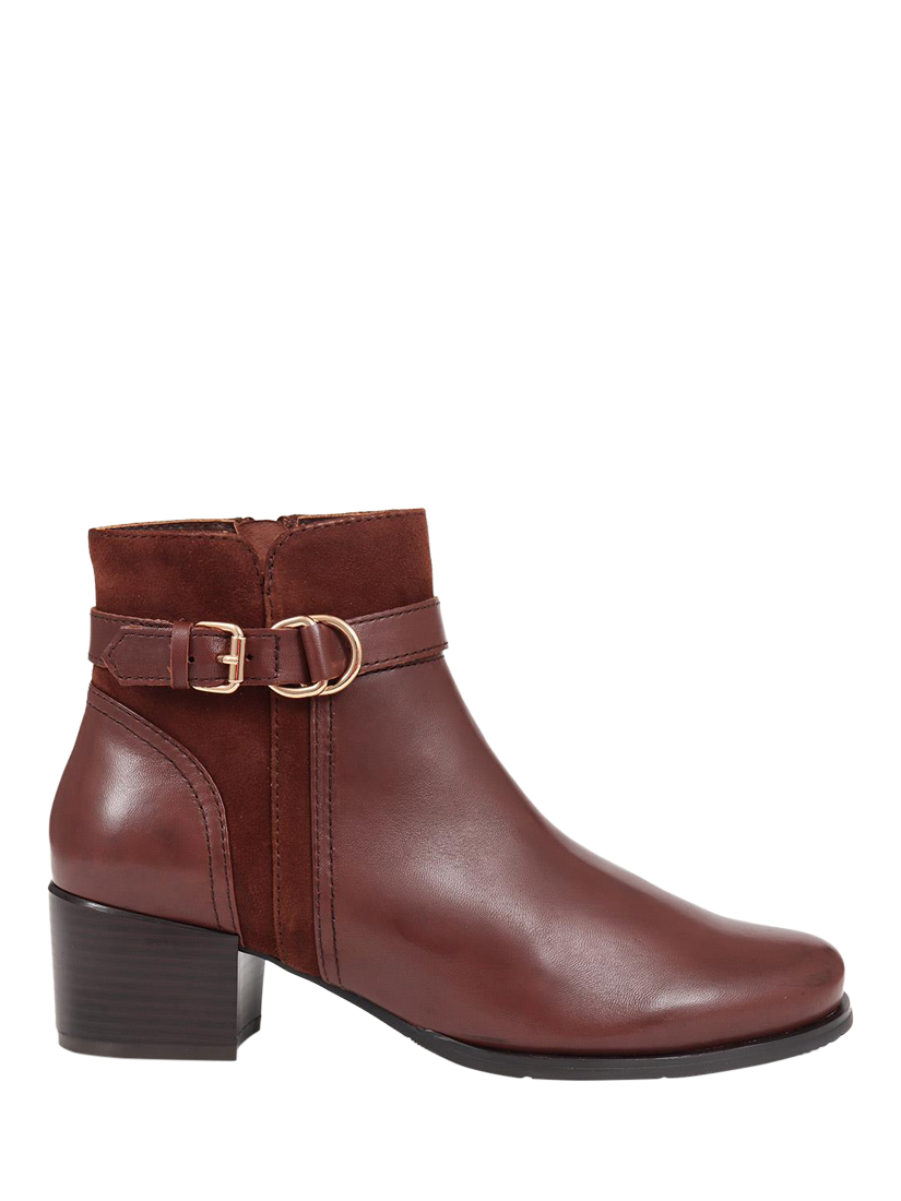 Product image 1 of 6, which shows Jones Bootmaker Sarina Leather Heeled Ankle Boots, Brown, 3