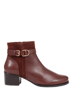 Jones Bootmaker Sarina Leather Heeled Ankle Boots, Brown