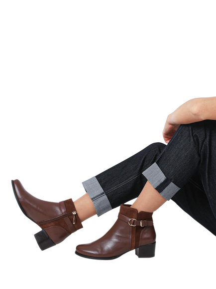 Jones Bootmaker Sarina Leather Heeled Ankle Boots - view 2, Brown