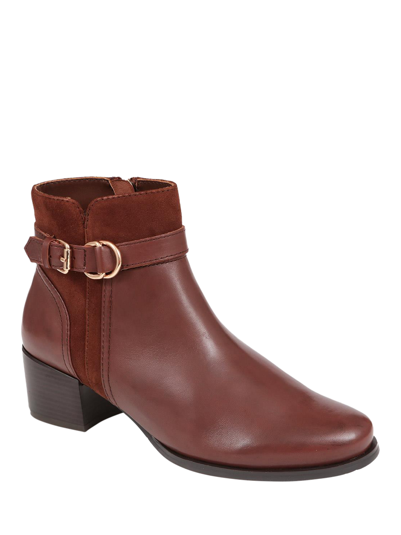 Product image 3 of 6, which shows Jones Bootmaker Sarina Leather Heeled Ankle Boots, Brown, 3