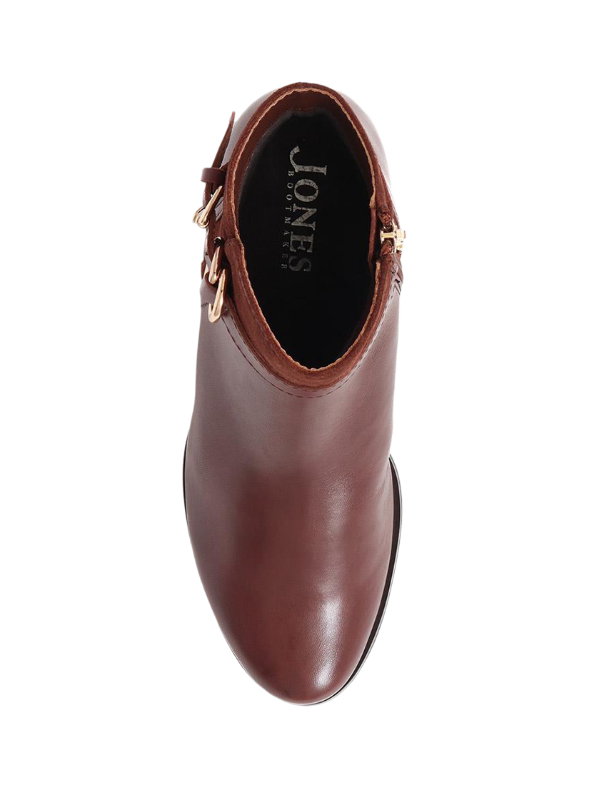Product image 5 of 6, which shows Jones Bootmaker Sarina Leather Heeled Ankle Boots, Brown, 3
