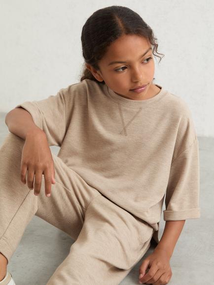 Reiss Kids' Finley T-Shirt and Joggers Set, Oatmeal - view 2, Oatmeal