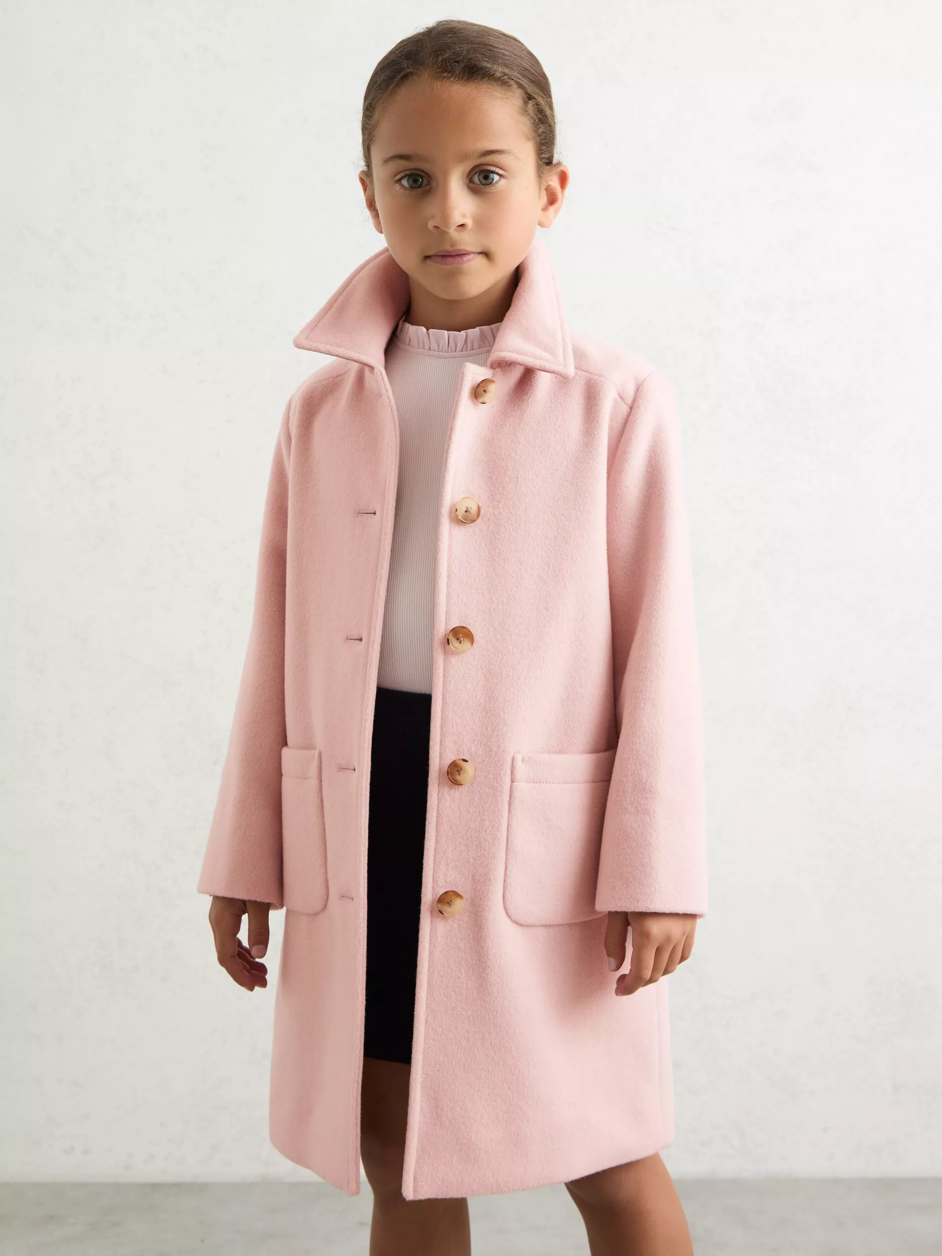 Reiss Kids' Mabli Wool Blend Coat, Pink
