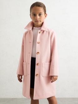 Reiss Kids' Mabli Wool Blend Coat, Pink, Pink
