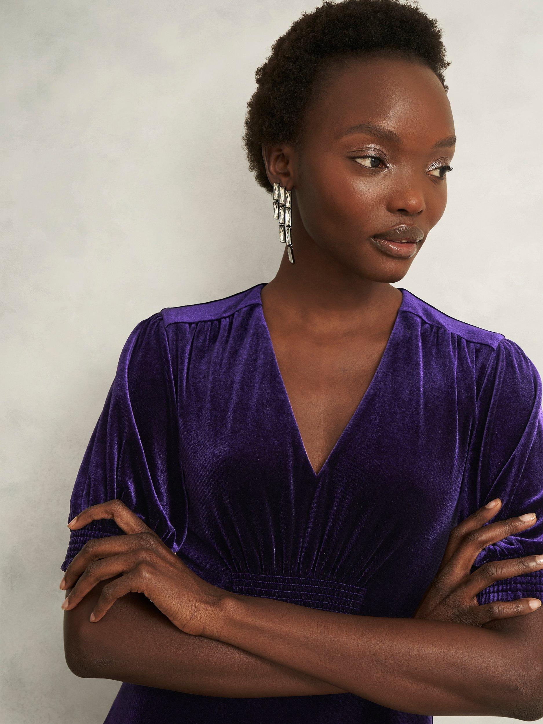 Wrap Dress Purple Velvet Dress Long Sleeve Buy Yours Curve Purple