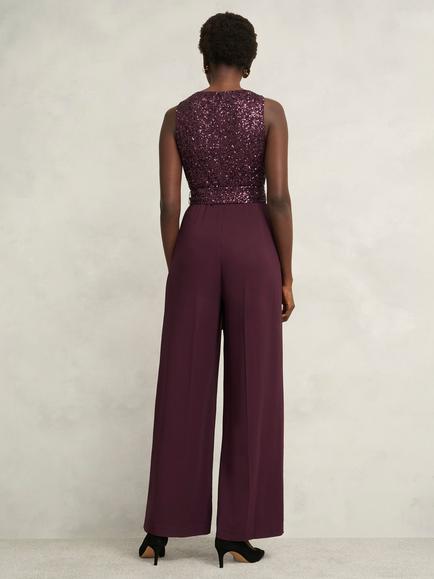 Hobbs Zuri Sequin Bodice Jumpsuit, Onyx Red - view 2, Onyx Red
