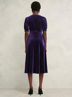 Hobbs Petite Velvet Dormer Dress, Midnight Purple - view 2, Midnight Purple
