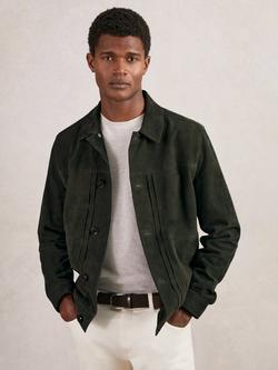 Reiss Devonshire Suede Jacket, Dark Green
