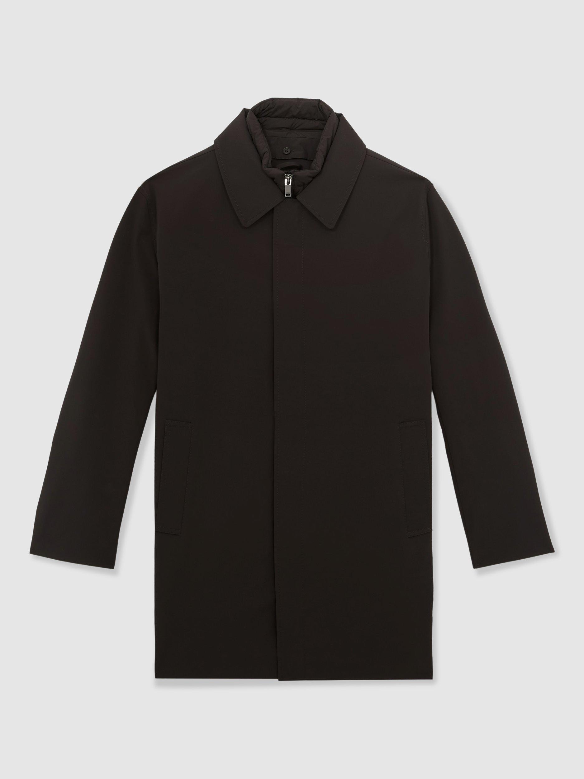 Product image 3 of 5, which shows Reiss Logan Funnel Neck Coat, Brown, S