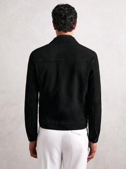 Reiss Pike Suede Zip Through Jacket, Black - view 2, Black