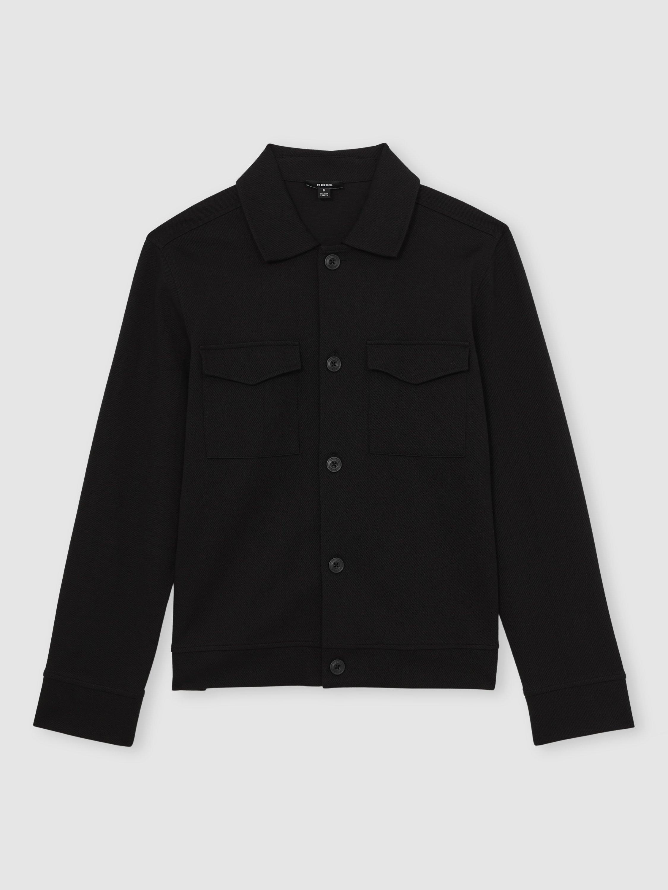 Product image 3 of 5, which shows Reiss Finley Overshirt, Black, M