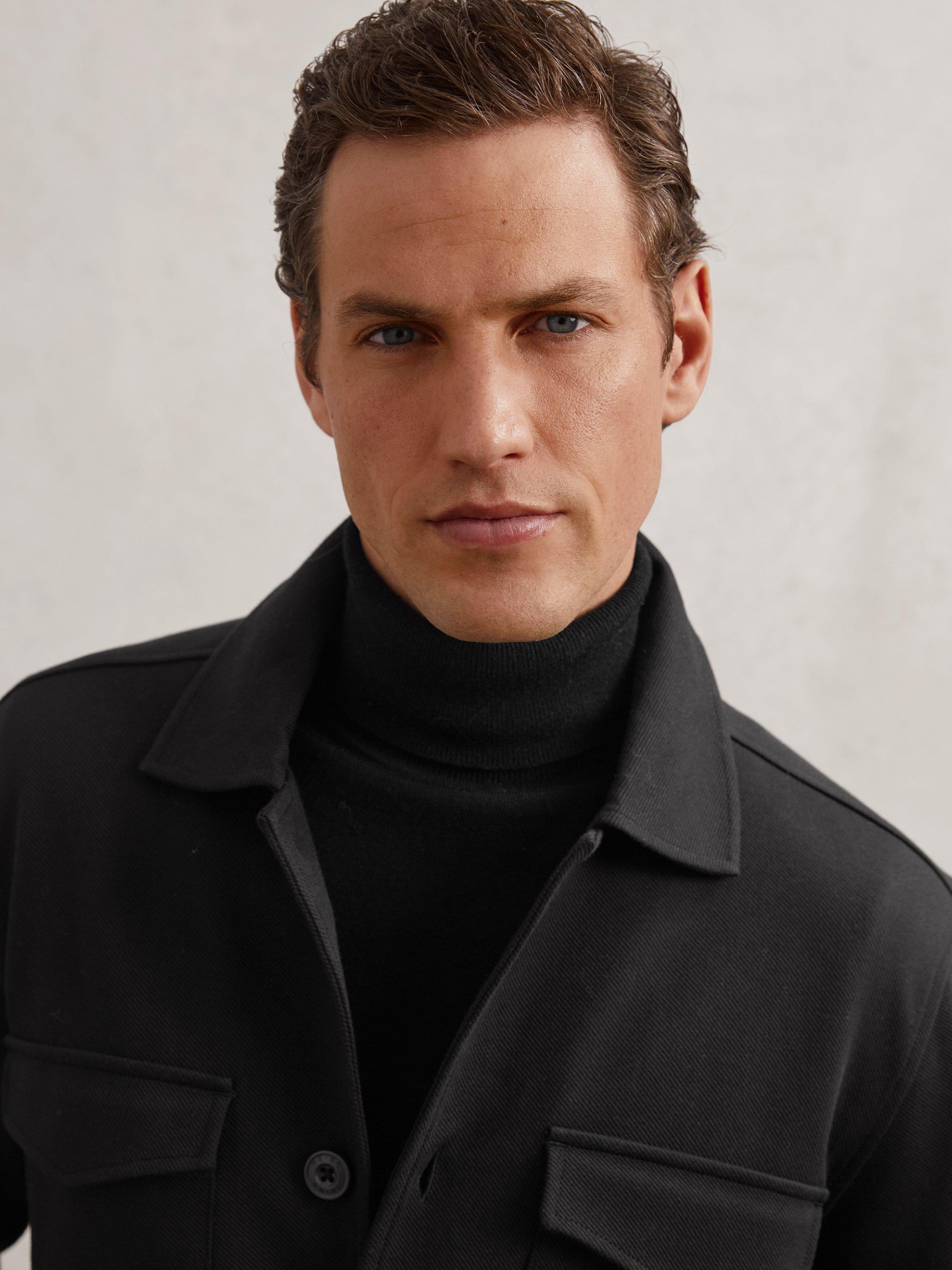 Product image 5 of 5, which shows Reiss Finley Overshirt, Black, M