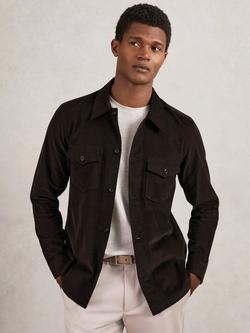Reiss Kai Twin Pocket Cotton Corduroy Overshirt, Brown, Brown