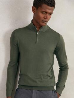 Reiss Blackhall Funnel Neck Merino Wool Jumper, Kale Green