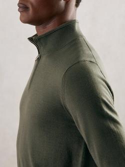Reiss Blackhall Funnel Neck Merino Wool Jumper - view 2, Kale Green