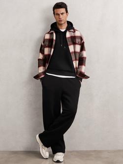 Reiss Monterey Cotton Blend Fleece Back Joggers, Black, Black