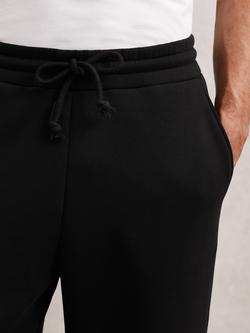 Reiss Monterey Cotton Blend Fleece Back Joggers, Black - view 2, Black