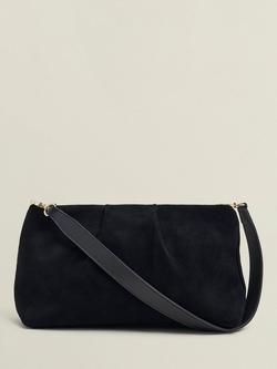 Hobbs Clifton Suede Clutch Bag, Black