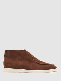 Reiss Loftus Suede Lace-Up Chukka Boots, Chocolate Brown, Chocolate Brown