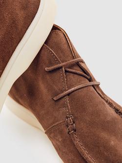 Reiss Loftus Suede Lace-Up Chukka Boots, Chocolate Brown - view 2, Chocolate Brown