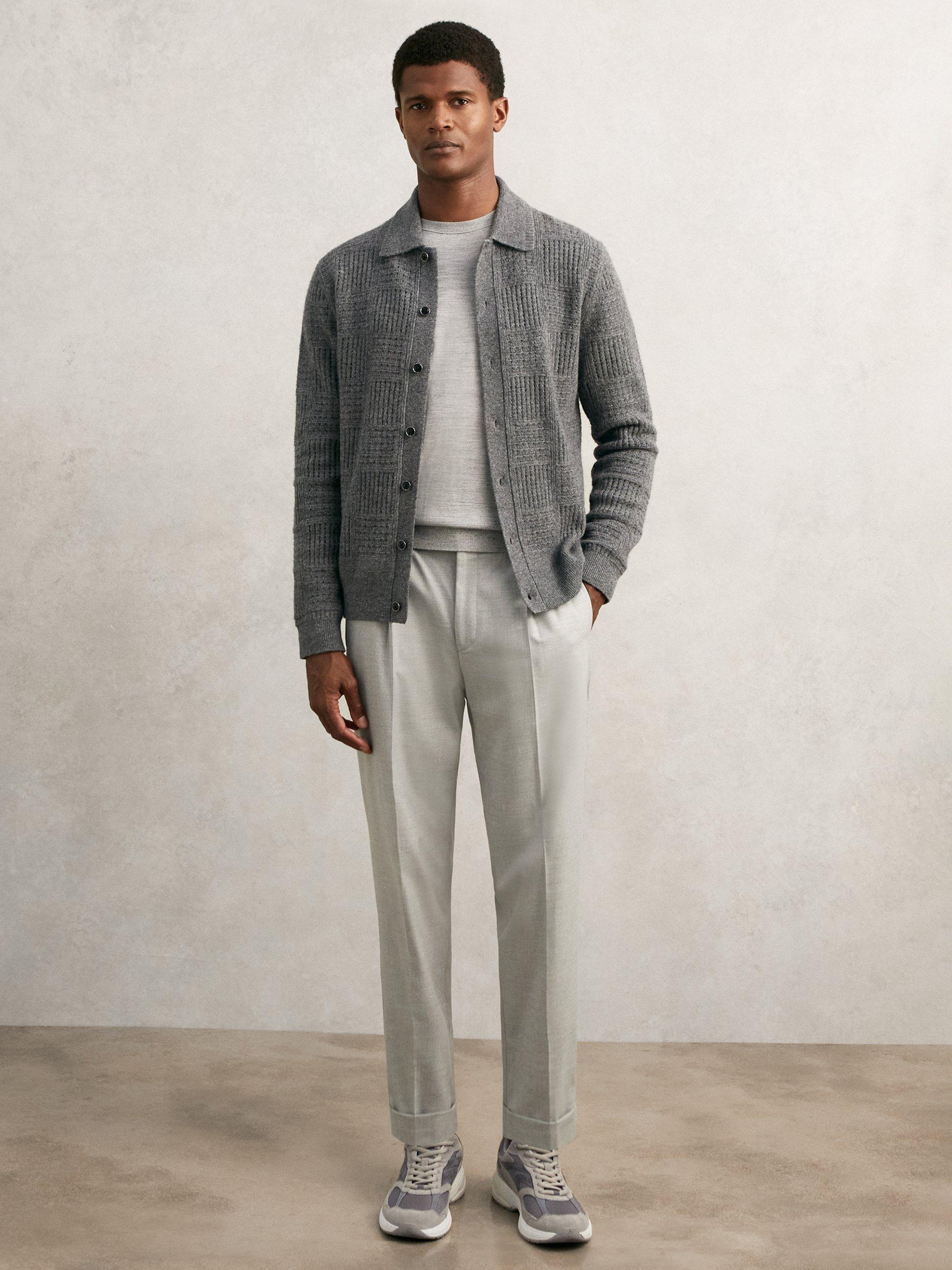 Product image 3 of 5, which shows Reiss Nido Lace Up Trainers, Grey, 7