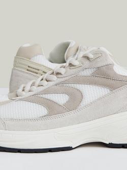 Reiss Nido Lace Up Trainers - view 2, Off White/Stone