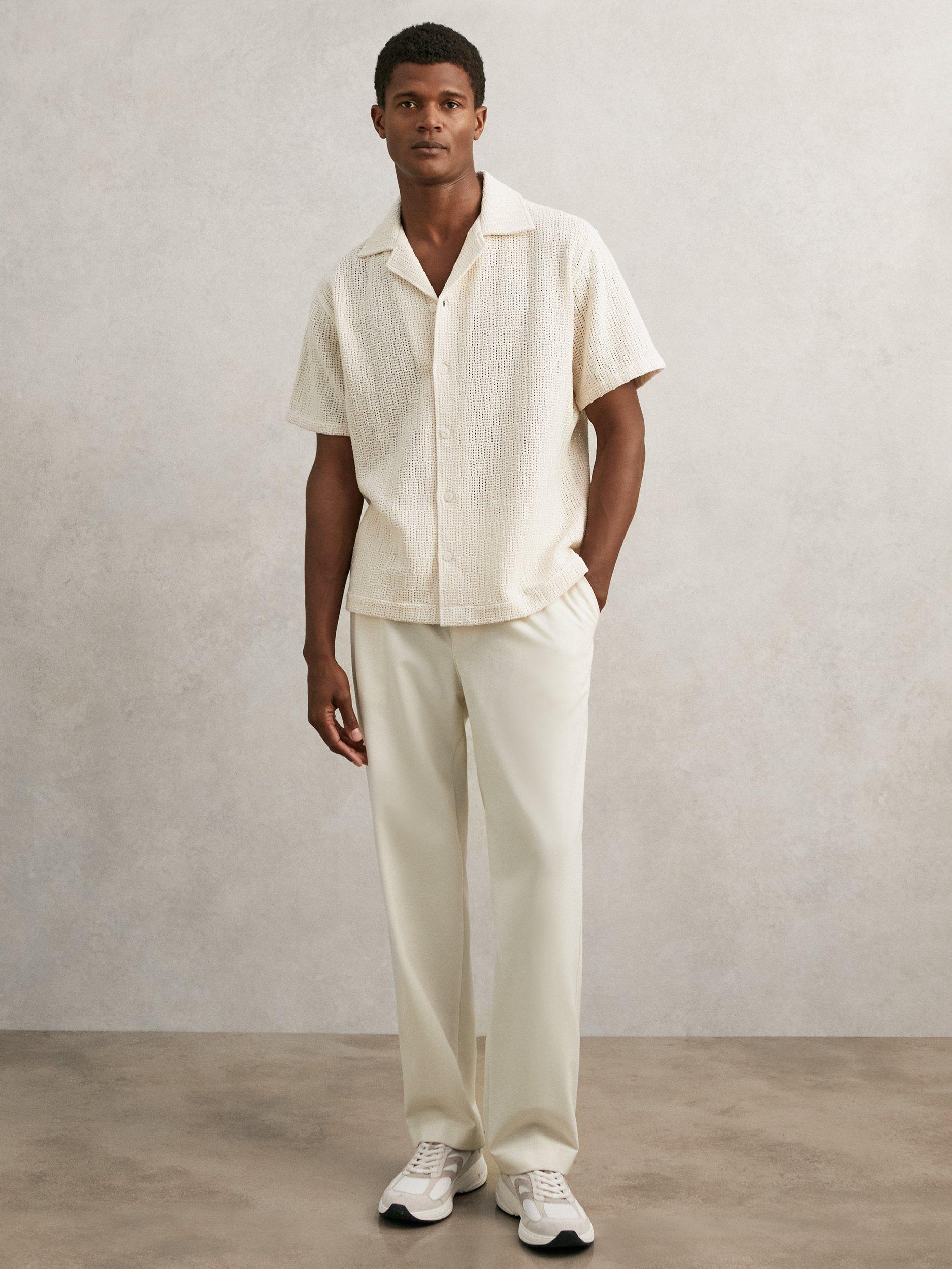 Product image 3 of 5, which shows Reiss Nido Lace Up Trainers, Off White/Stone, 7