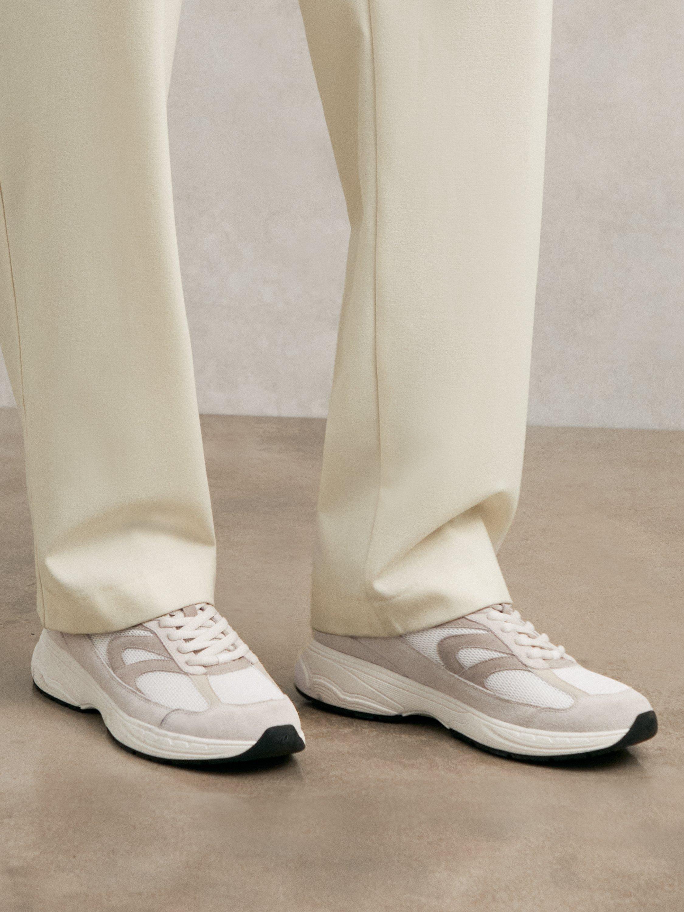 Product image 4 of 5, which shows Reiss Nido Lace Up Trainers, Off White/Stone, 7