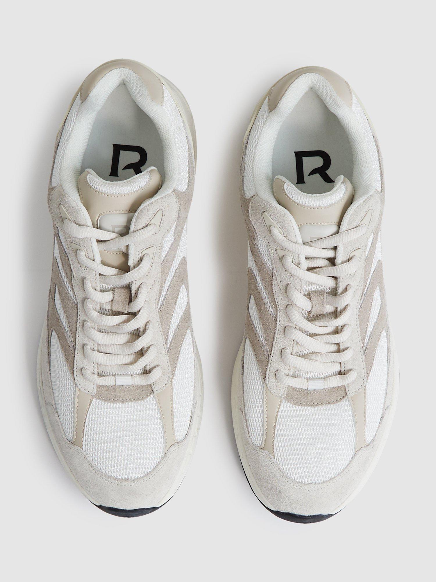 Product image 5 of 5, which shows Reiss Nido Lace Up Trainers, Off White/Stone, 7