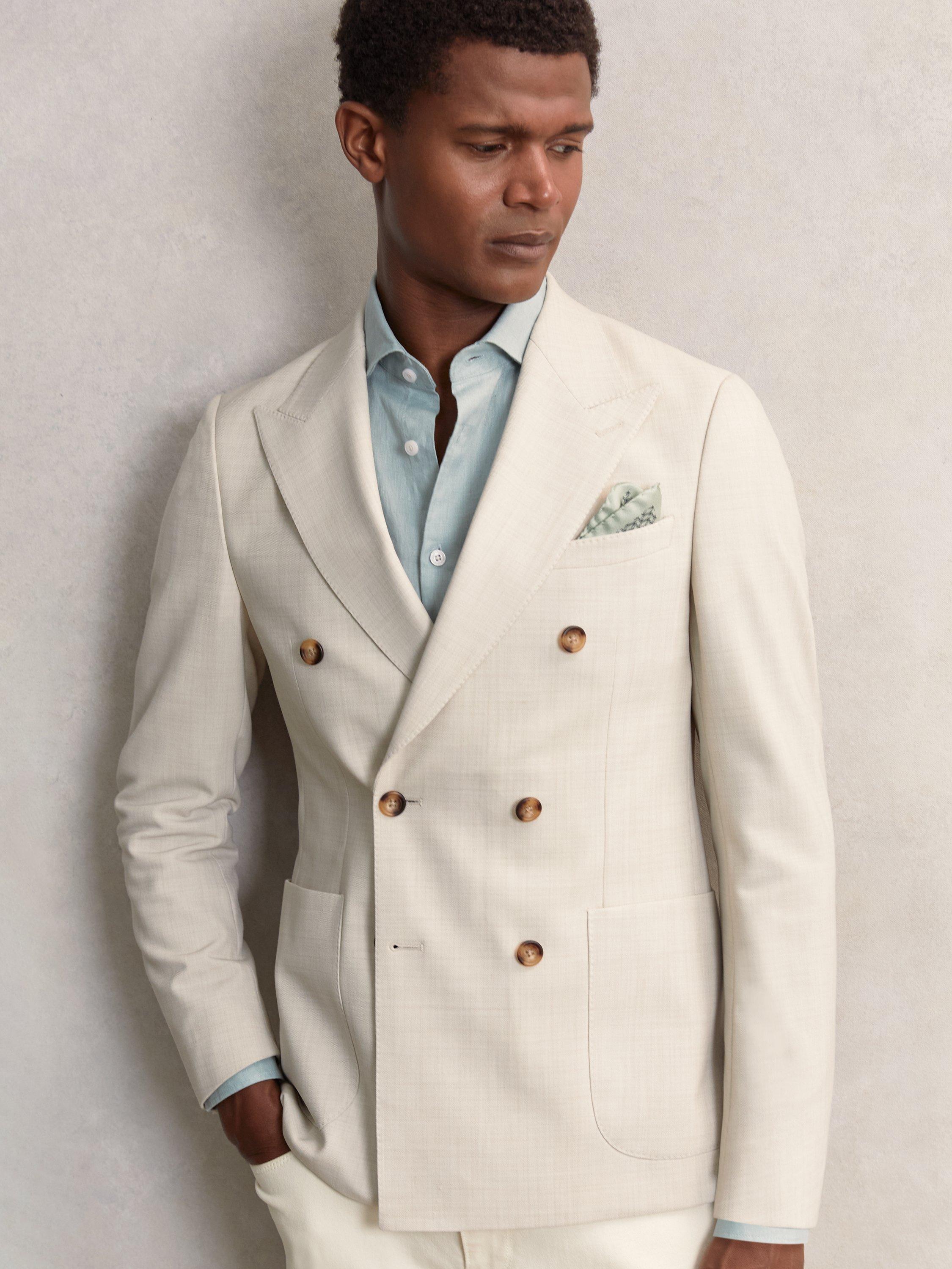 Product image 4 of 5, which shows Reiss Ottavio Geo Chain Detail Pocket Square, Sage