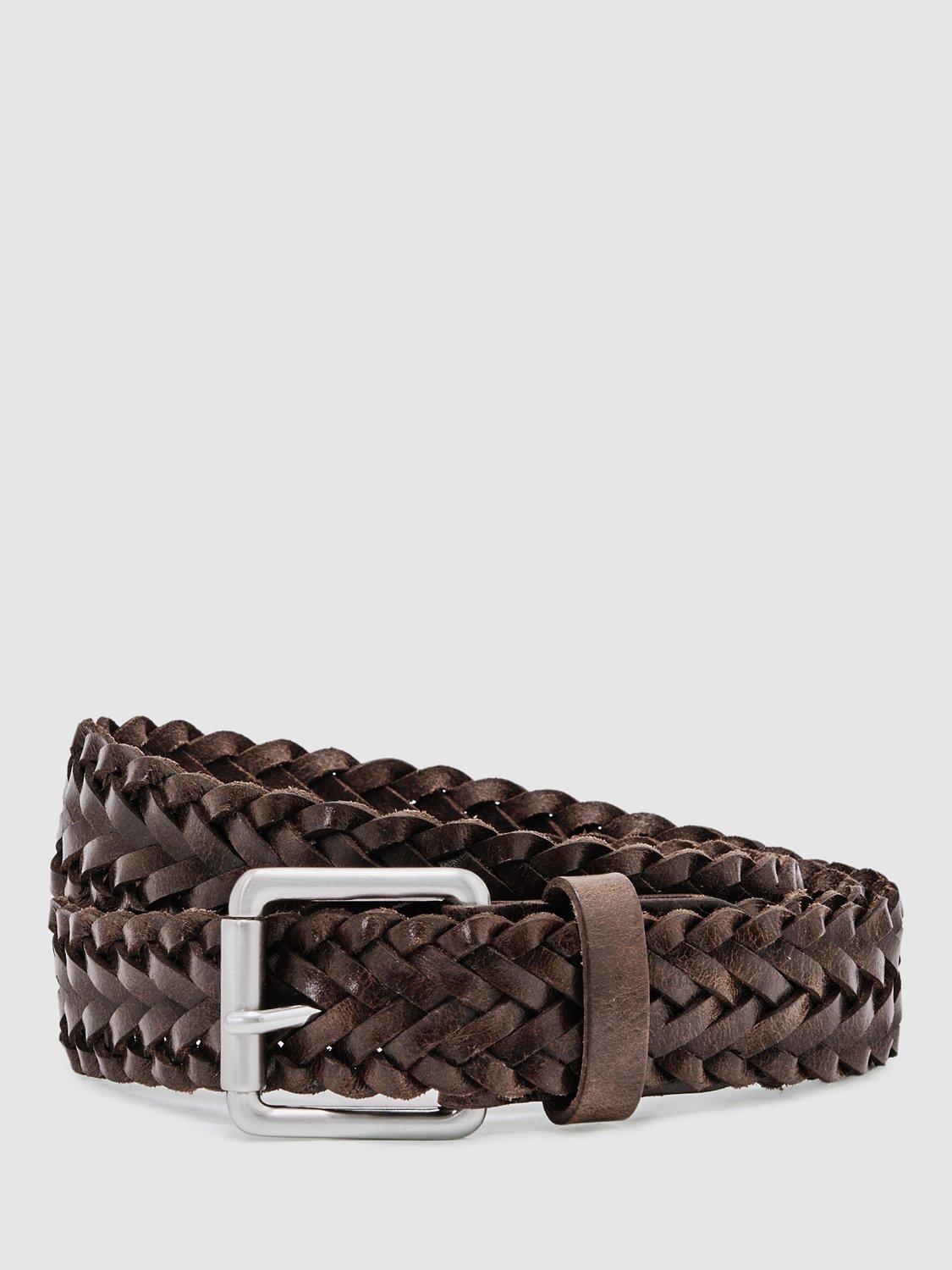 Product image 1 of 5, which shows Reiss Carlton Leather Belt, Chocolate, 28R