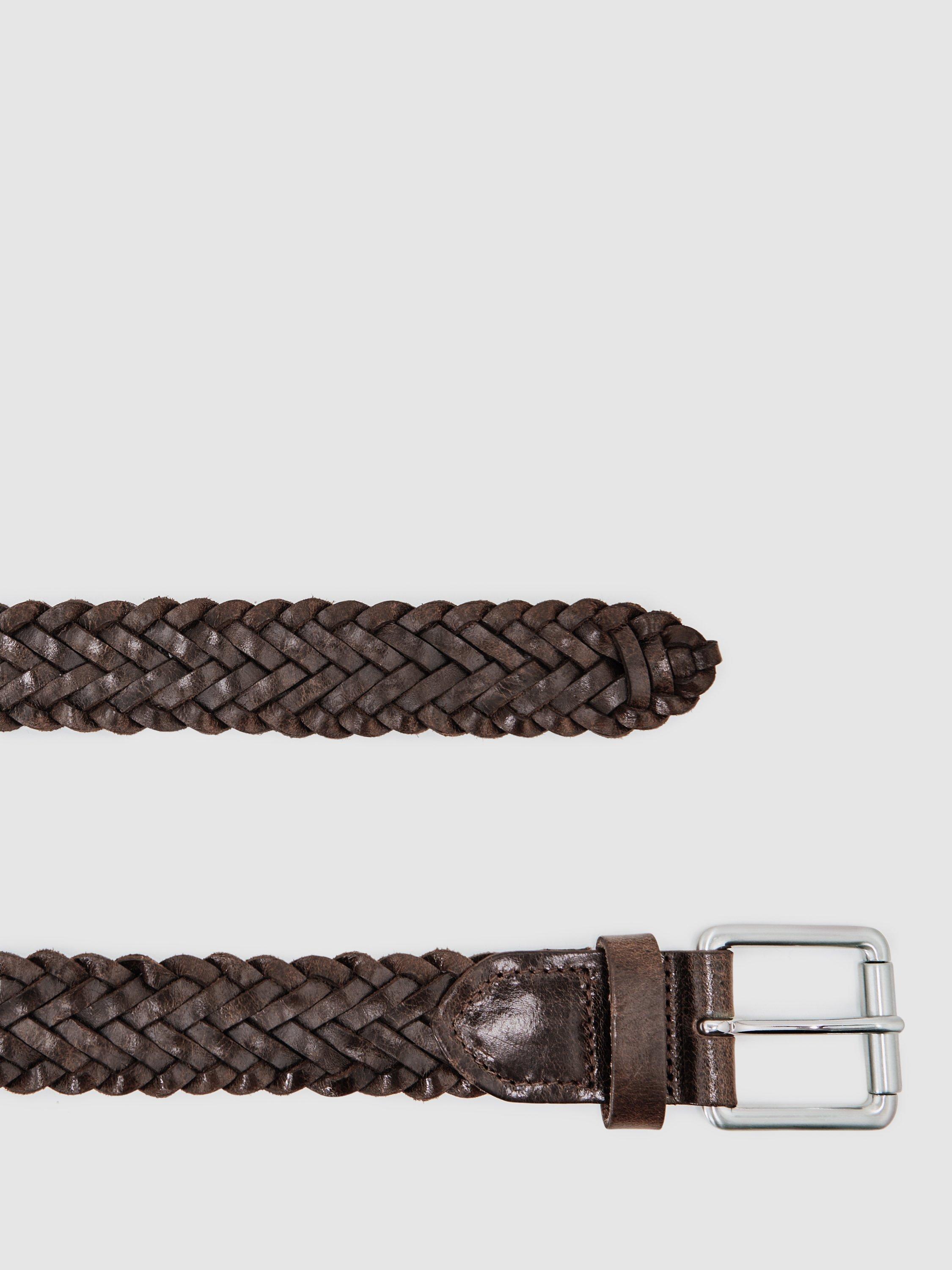 Product image 2 of 5, which shows Reiss Carlton Leather Belt, Chocolate, 28R