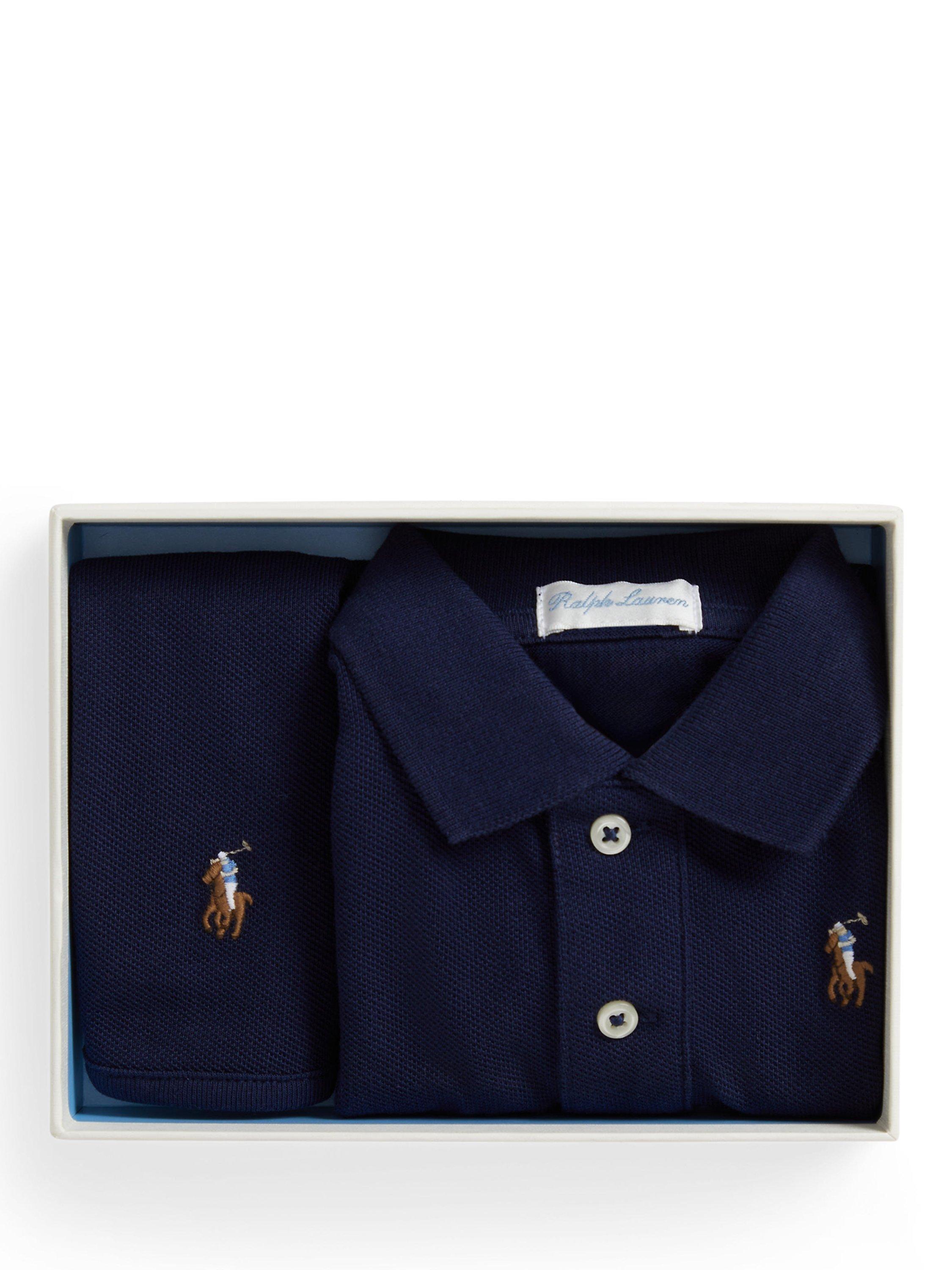 Product image 2 of 3, which shows Ralph Lauren Baby Cotton Polo Gift Set, Refined Navy, 3 months