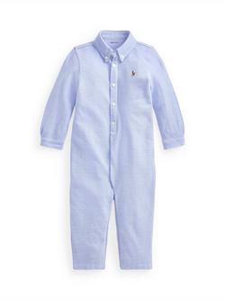 Ralph Lauren Baby Cotton Knit Oxford Coverall, Harbor Island Blue