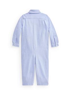Ralph Lauren Baby Cotton Knit Oxford Coverall - view 2, Harbor Island Blue