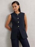 Reiss Athena Longline Waistcoat, Navy
