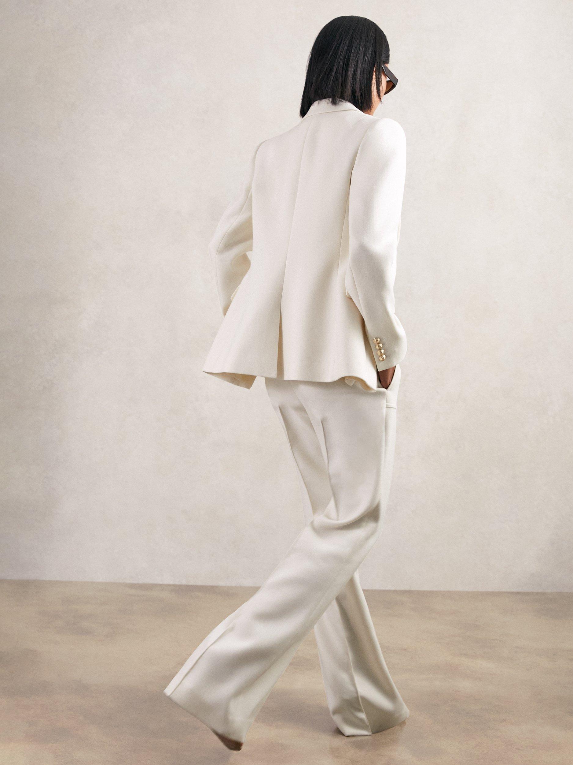 Product image 2 of 5, which shows Reiss Lily Double Breasted Wool Blend Blazer, White, 6