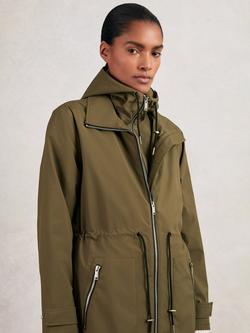 Reiss Alizeh Long Raincoat, Khaki - view 2, Khaki
