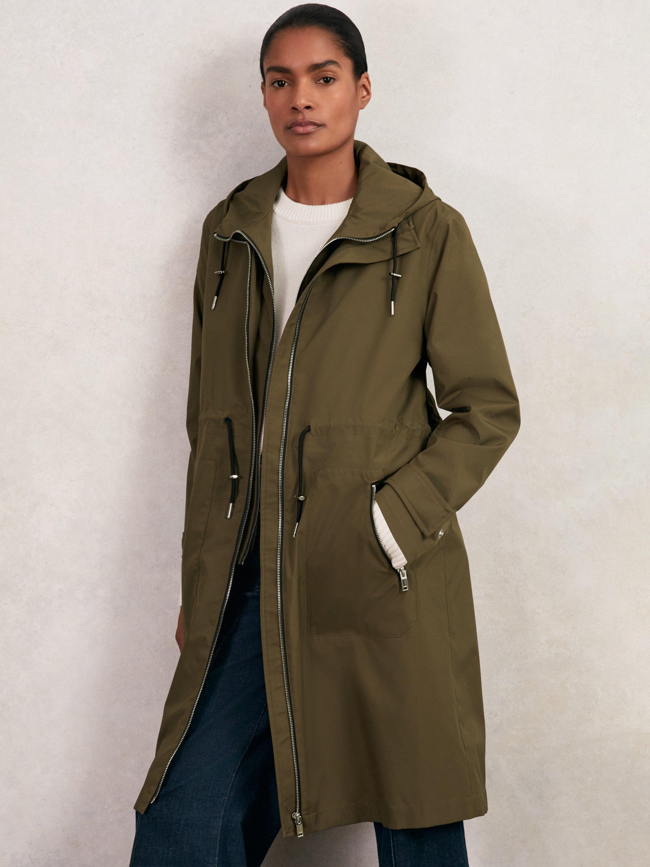 Product image 4 of 5, which shows Reiss Alizeh Long Raincoat, Khaki, 6