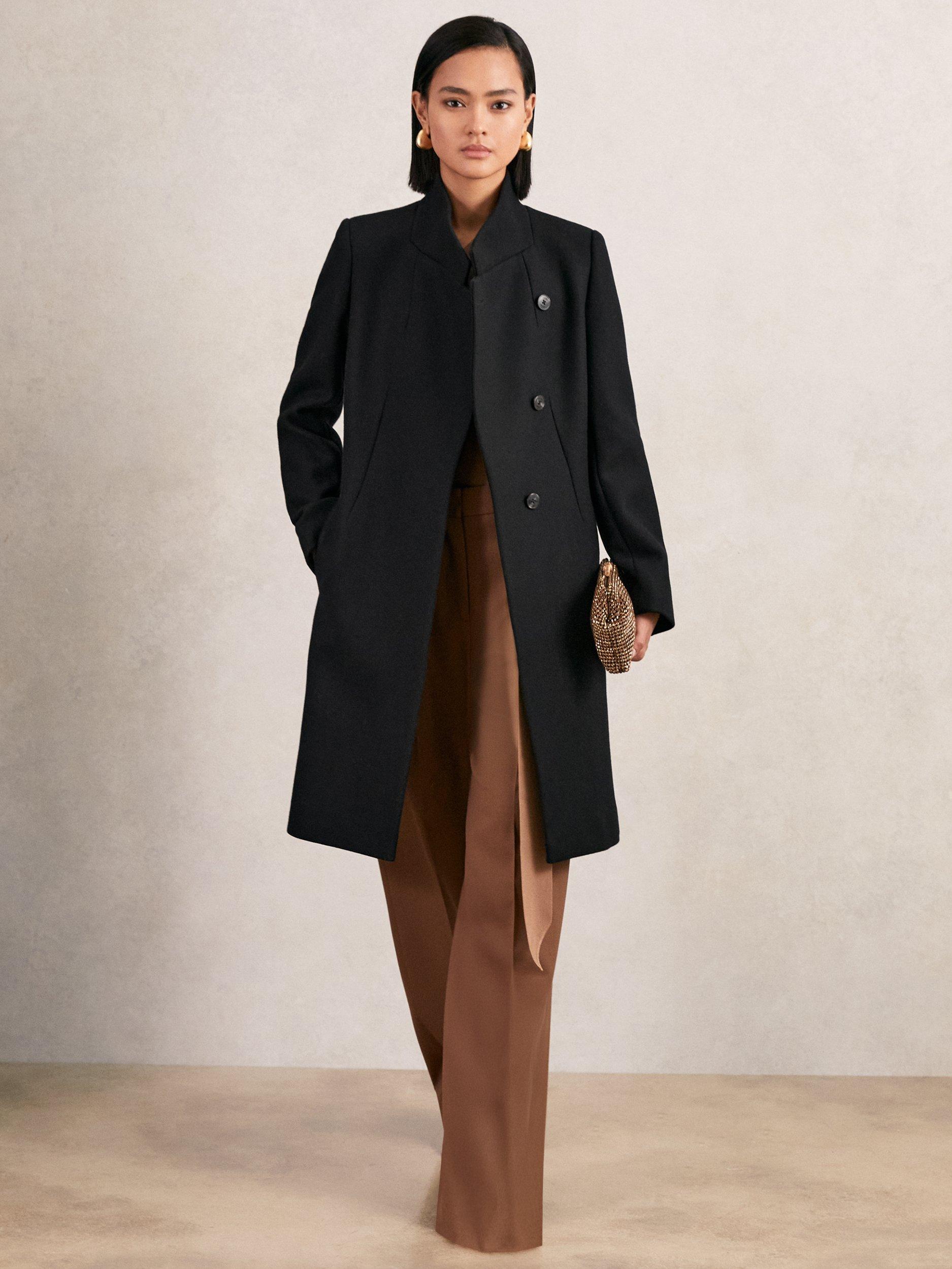 Product image 1 of 5, which shows Reiss Max Wool Rich Coat, Black, 6