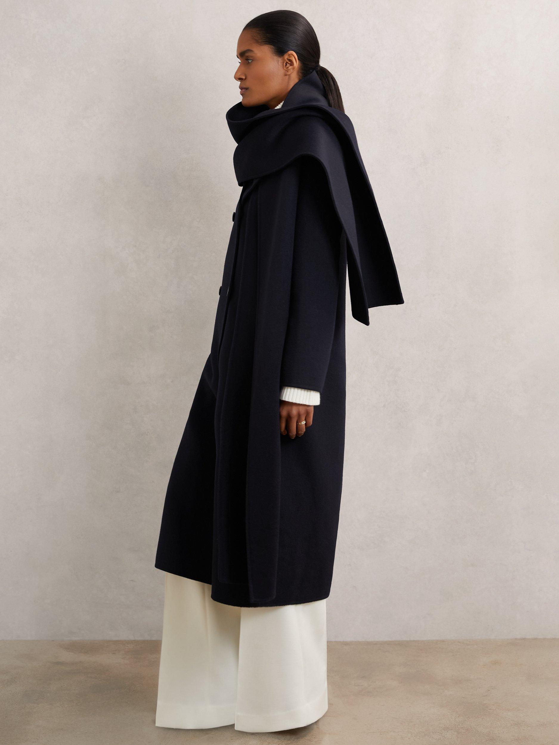 Product image 4 of 5, which shows Reiss Indira Blind Seam Wool Rich Coat, Navy, 16