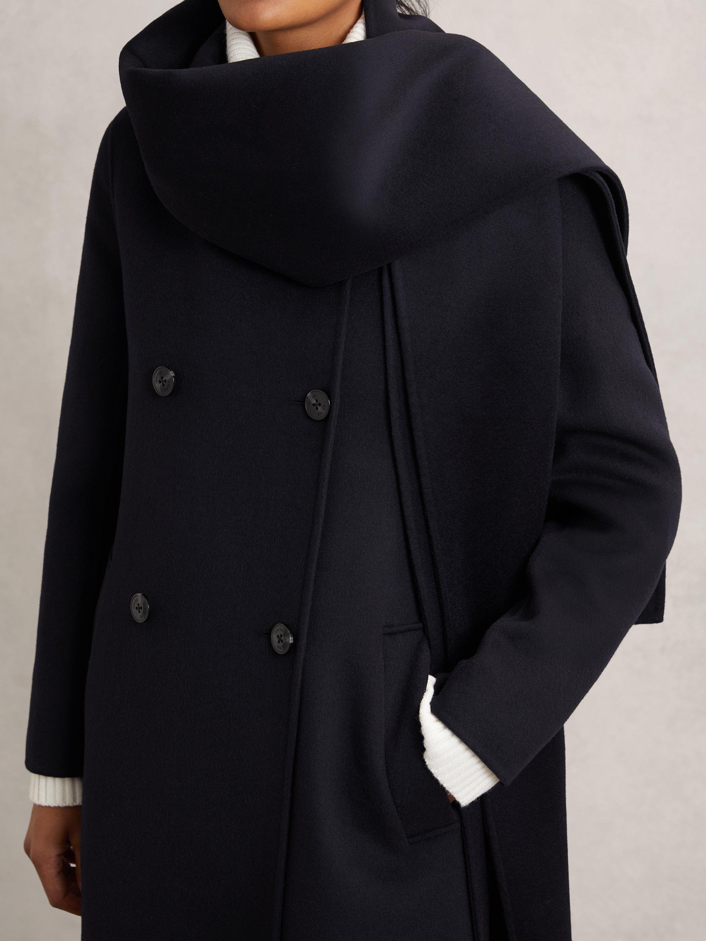 Product image 5 of 5, which shows Reiss Indira Blind Seam Wool Rich Coat, Navy, 16