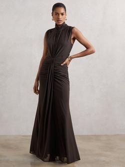 Reiss Daniella Sleeveless Ruched Maxi Dress, Grape