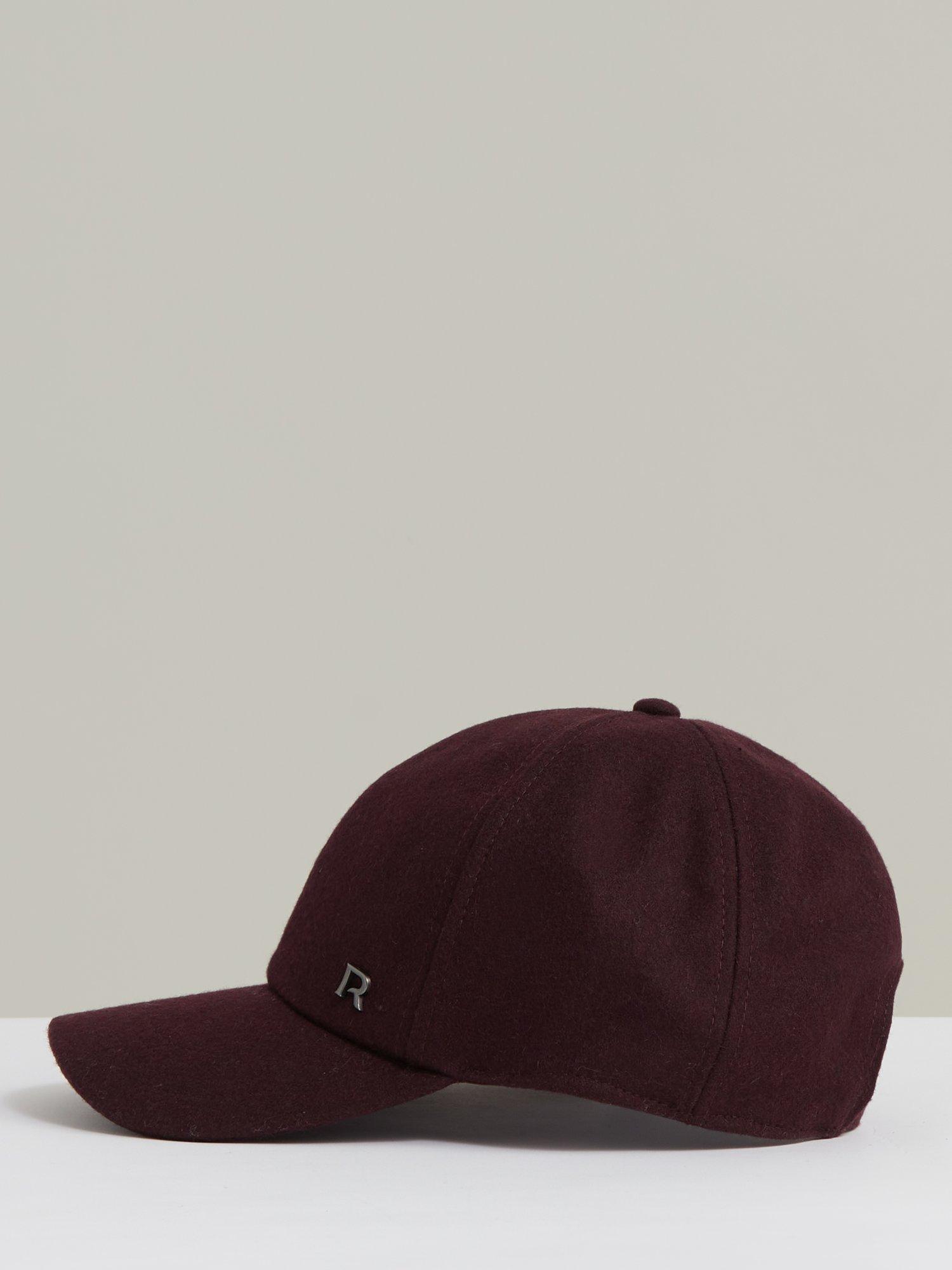 Product image 3 of 4, which shows Reiss Fiona Wool Blend Baseball Cap, Burgundy, One Size