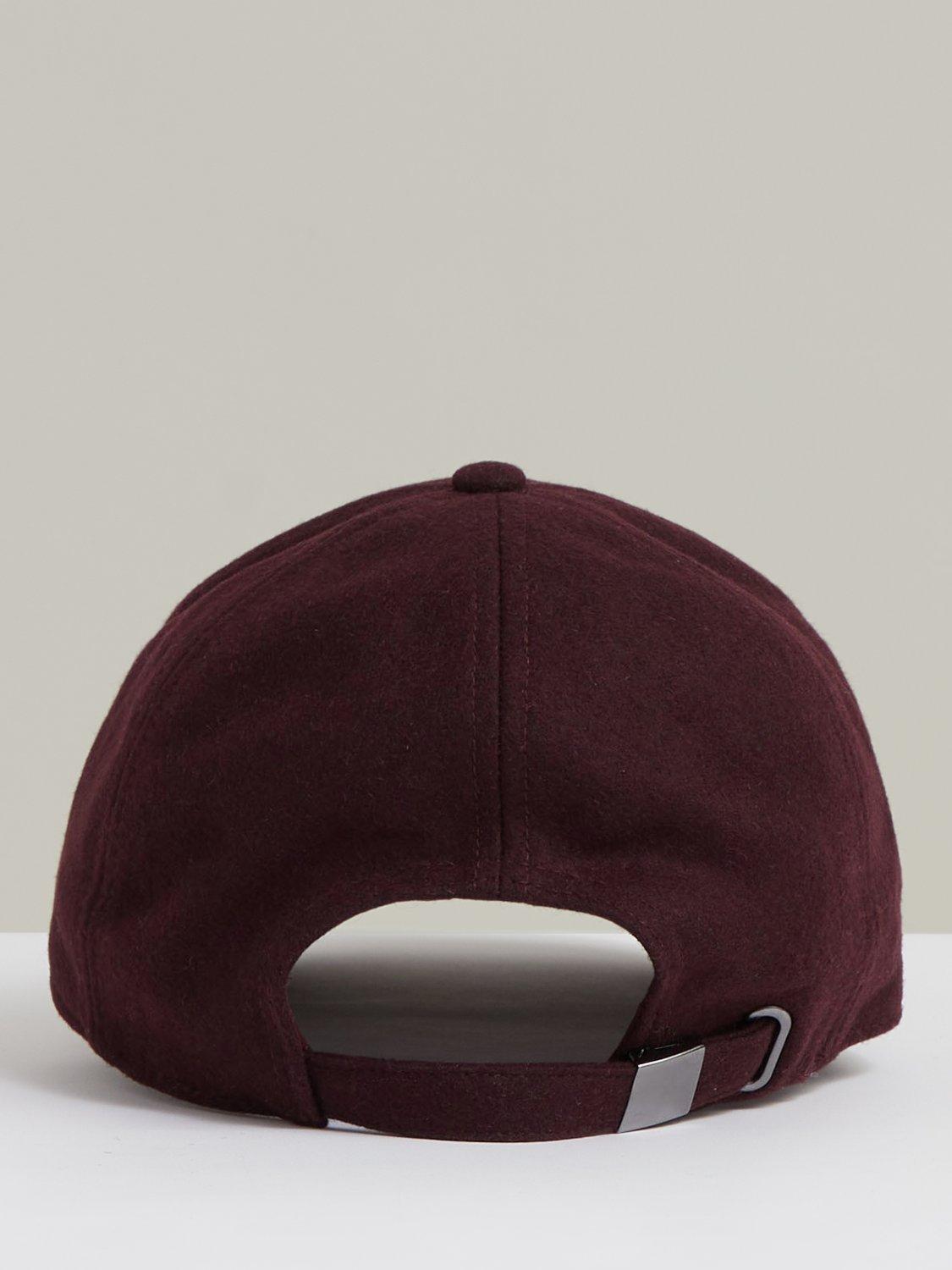 Product image 4 of 4, which shows Reiss Fiona Wool Blend Baseball Cap, Burgundy, One Size