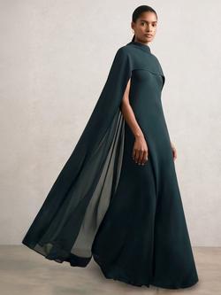 Reiss Petite Greta Cape Back Maxi Dress, Teal Green, Teal Green