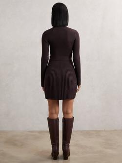 Reiss Vienna Zip Knit Flippy Dress - view 2, Plum Purple